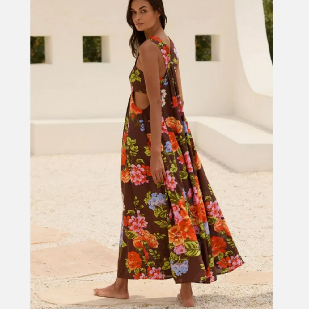 Anthropologie The Piper Bandeau Maxi Dress Brown Floral Plus Size 3X NWT - Picture 7 of 7